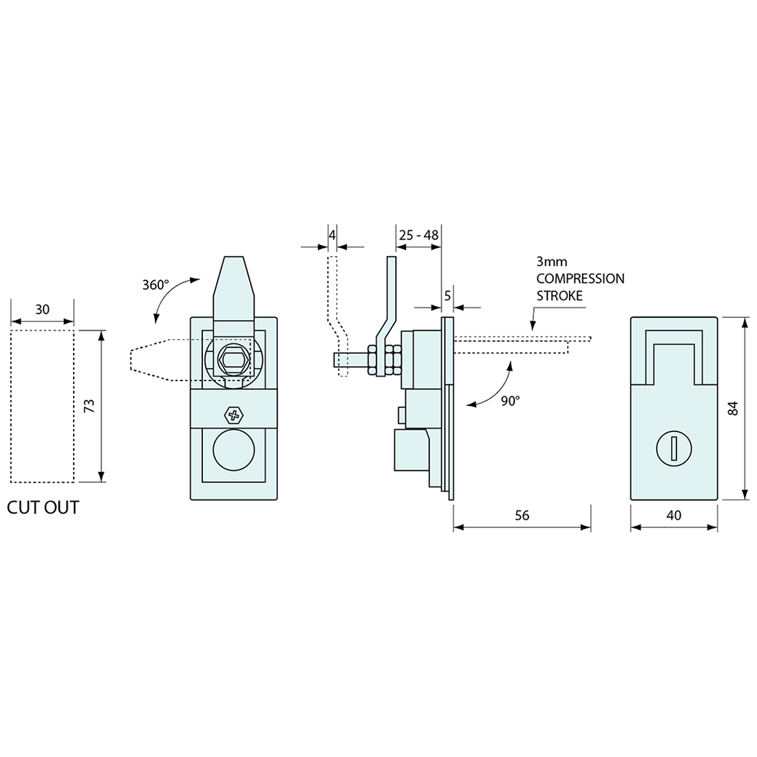 Compression Latch Keylocking Flush Lift And Turn – Co-Mac