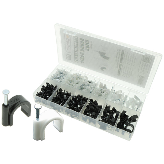 Round Cable Clips Assorted 390 pce Kit