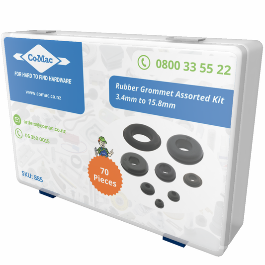 Rubber Grommet Assorted Kit Black 3.4mm to 15.8mm ID