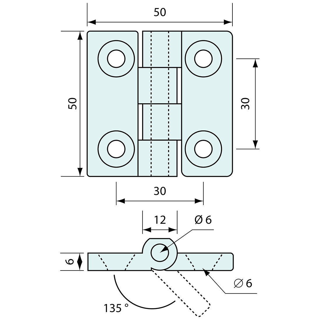 Butt Hinge Stainless Steel 50mm