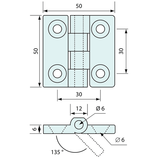 Butt Hinge Stainless Steel 50mm