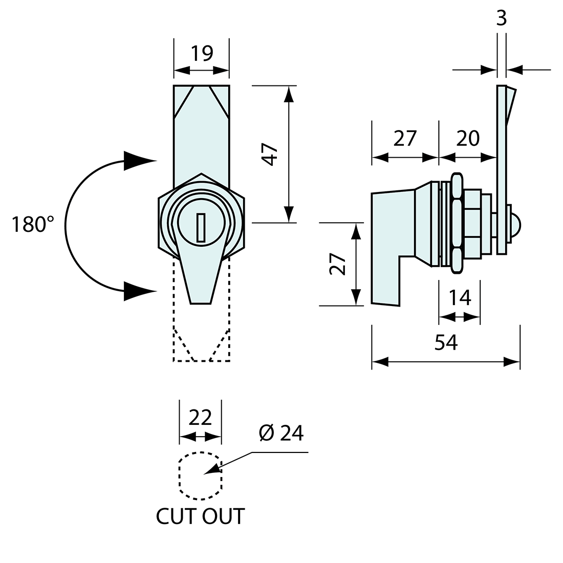 Lever Cam Lock Chrome 31mm