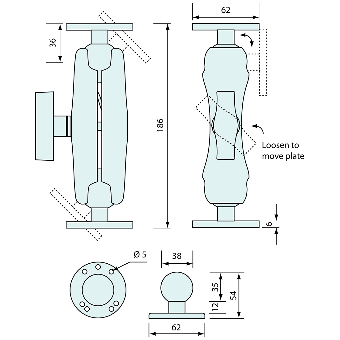 Unidirectional Mount Large 186mm