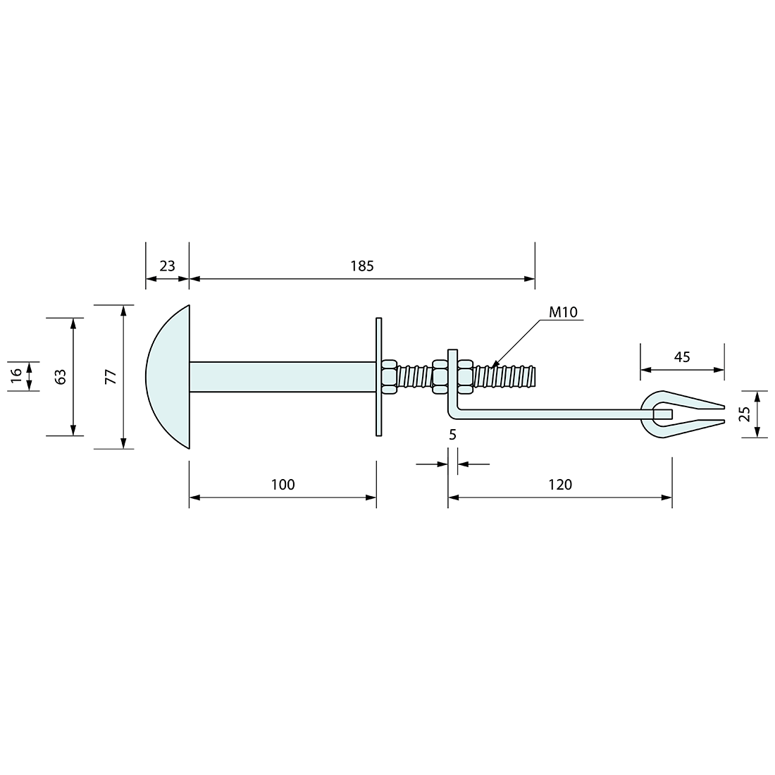 Insulation Panel Roof Suspension Assembly 100mm M10 X 200mm