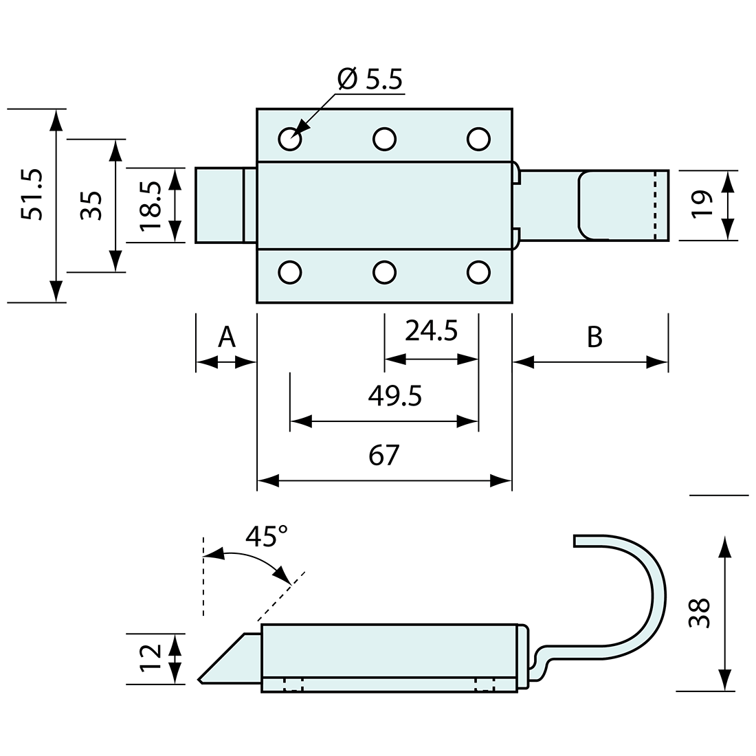 Finger Pull Slam Latch Nose Down Zinc 67mm