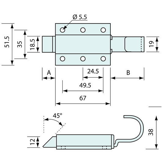 Finger Pull Slam Latch Nose Down Zinc 67mm