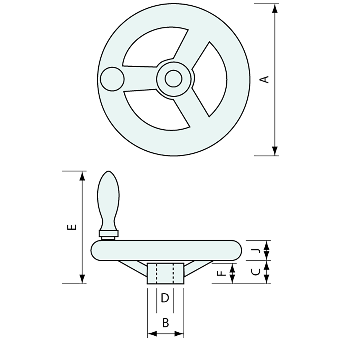 Handwheel With Revolving Grip Aluminium 160mm – Co-Mac