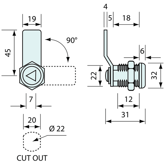 Tri Cam Lock Heavy Duty Large Chrome 7mm