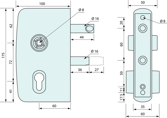 Wrought Iron Gate Lock For 175mmx35mm