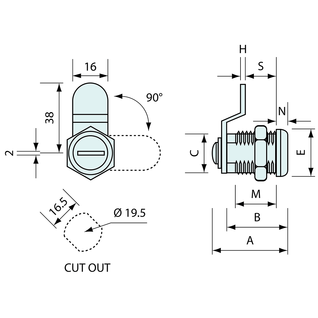 Coin Operated Cam Lock 19mm