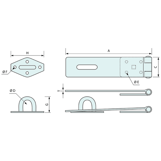 Hasp and Staple Zinc 207mm