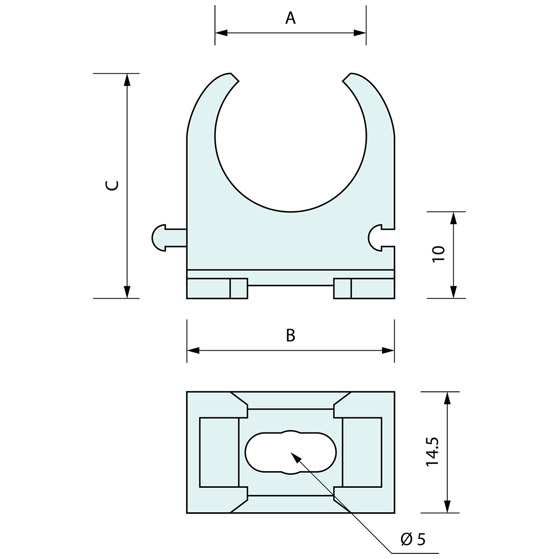 Screw Mount U Clamp Grey 16mm
