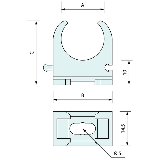 Screw Mount U Clamp Grey 16mm