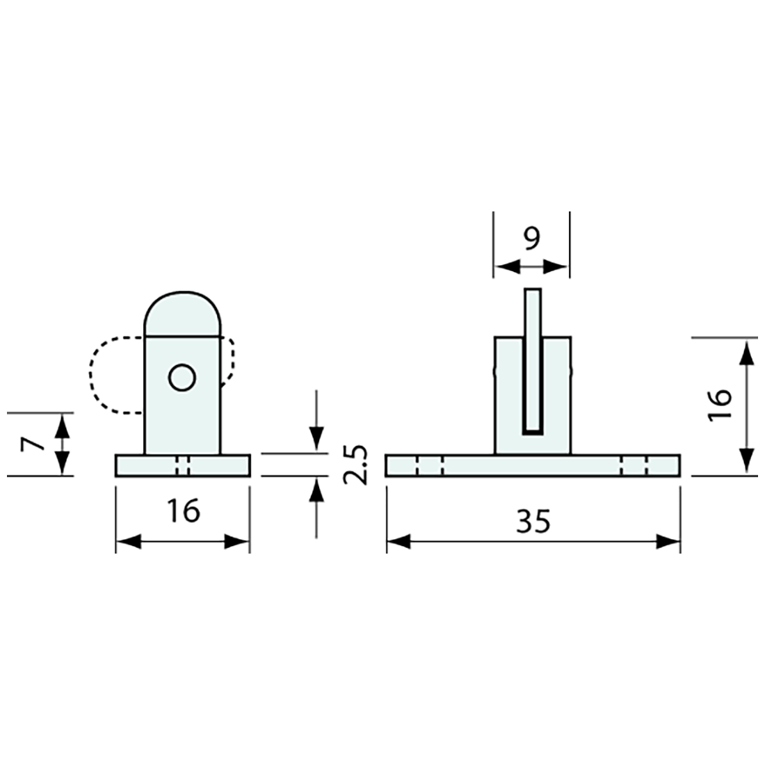 Eyelet Fastener Horizontal Clip 8mm Pin 316 SS