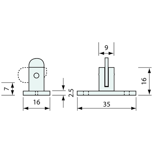 Eyelet Fastener Horizontal Clip 8mm Pin 316 SS