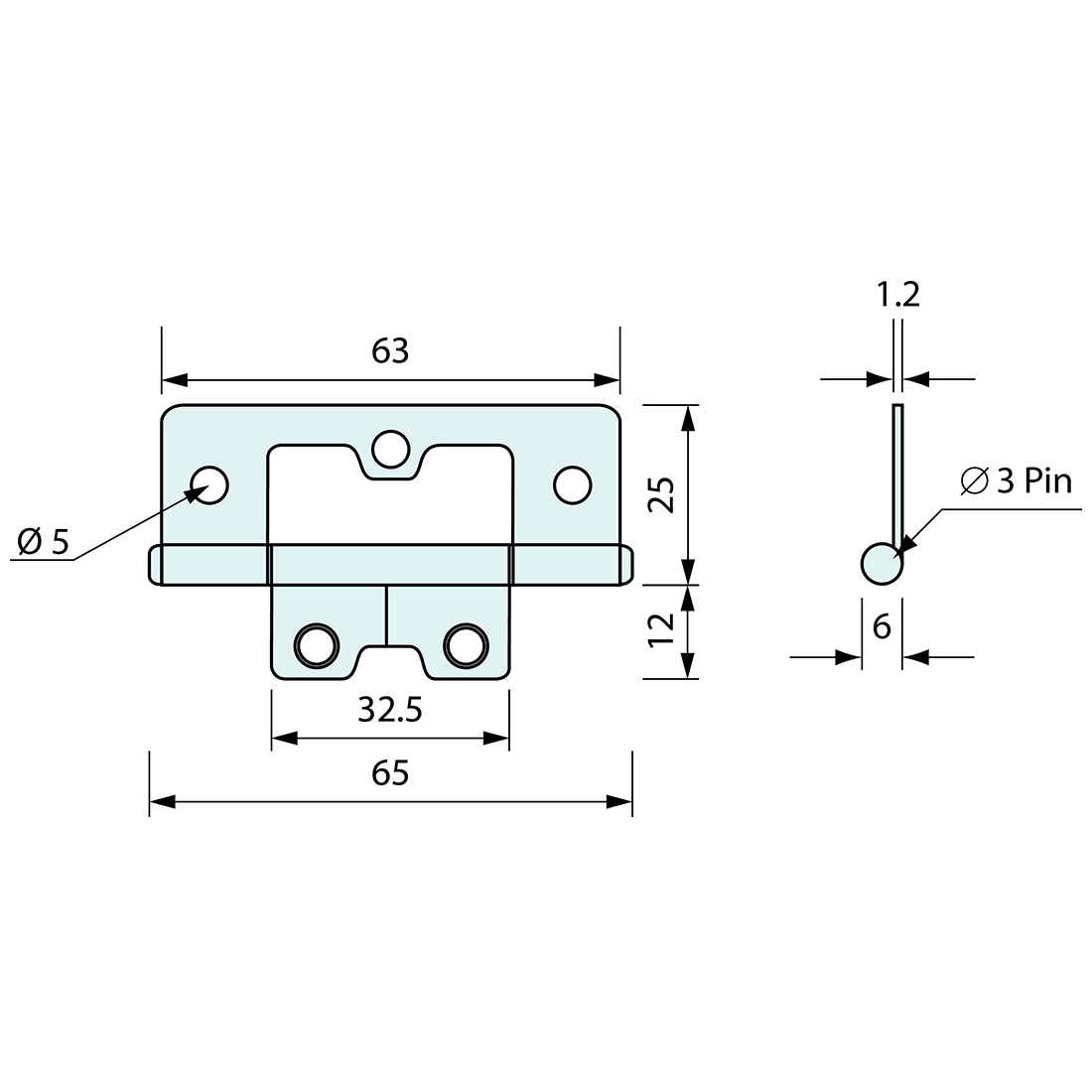 Fast Fix Hinge Medium Bronze 64mm