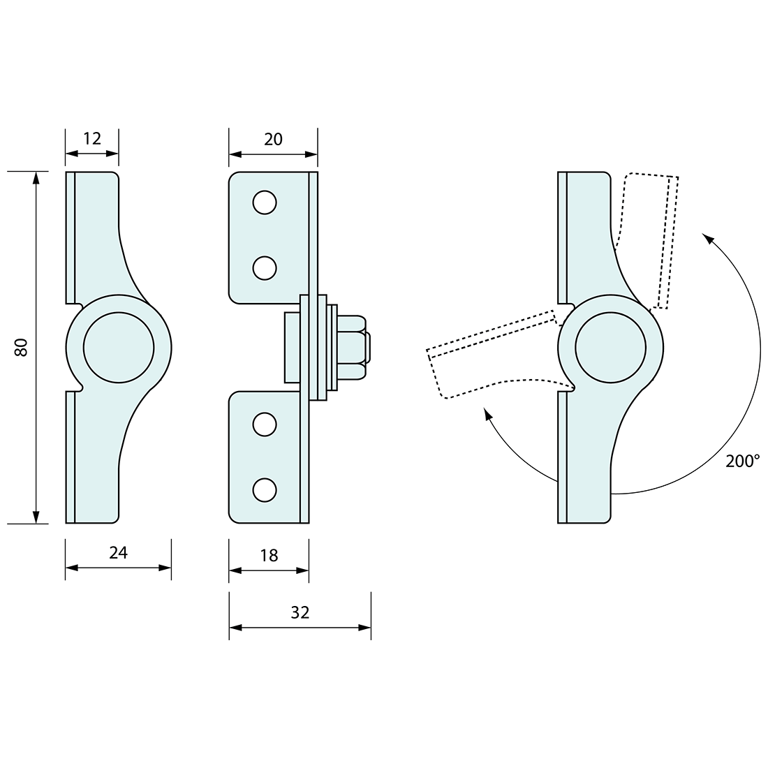Adjustable Tension Hinge SS  80mm