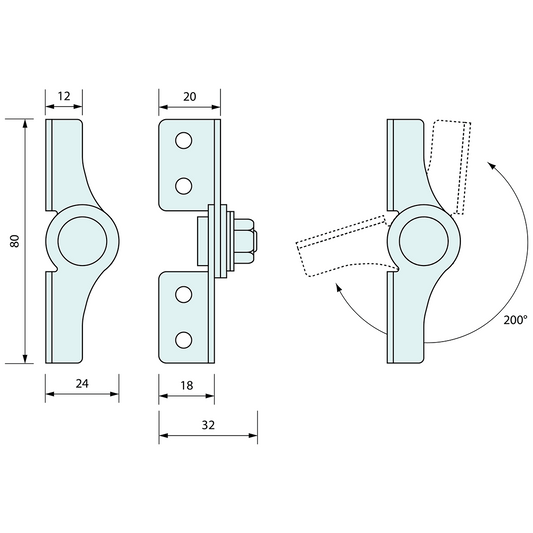Adjustable Tension Hinge SS  80mm