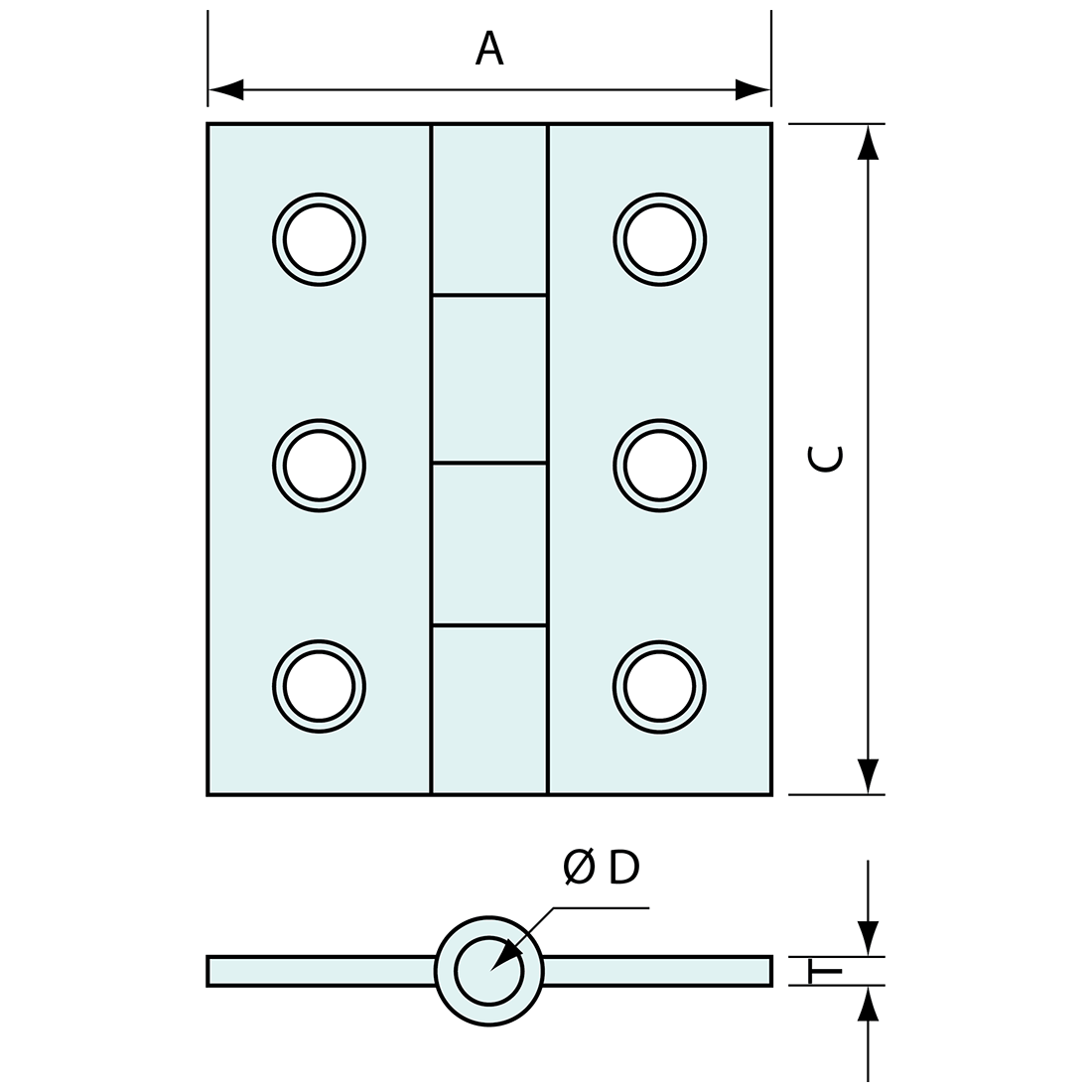 Butt Hinge Stainless Steel 50x75mm