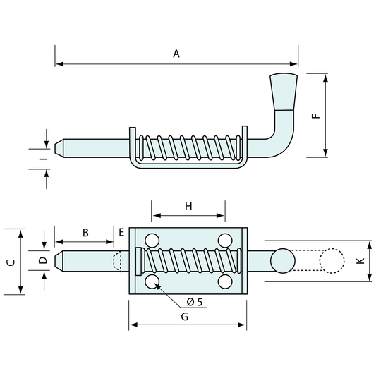 Spring Bolt Zinc Plated 120mm 10mm Pin