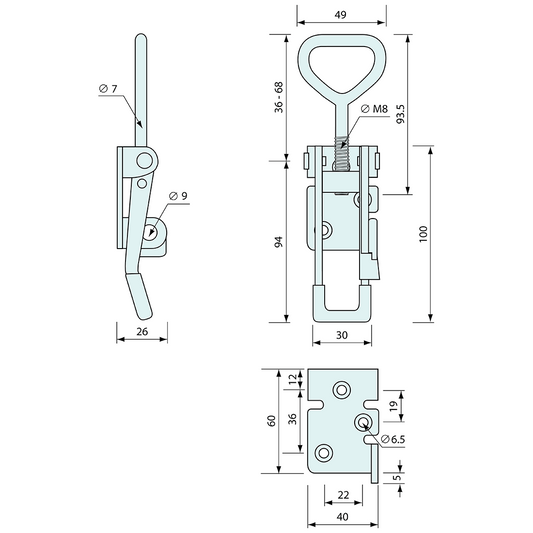 Hold Down Latch Large Safety Catch Zinc Plated 155mm