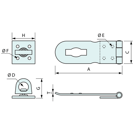 Hasp and Twist Lock Staple Stainless Steel 120mm