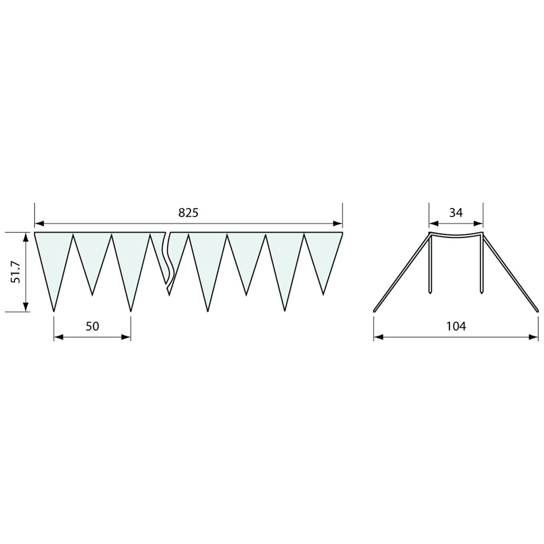 Wave Razor Top On Gate Gate Spike Razor Top Galvanised 825mm – Co-Mac