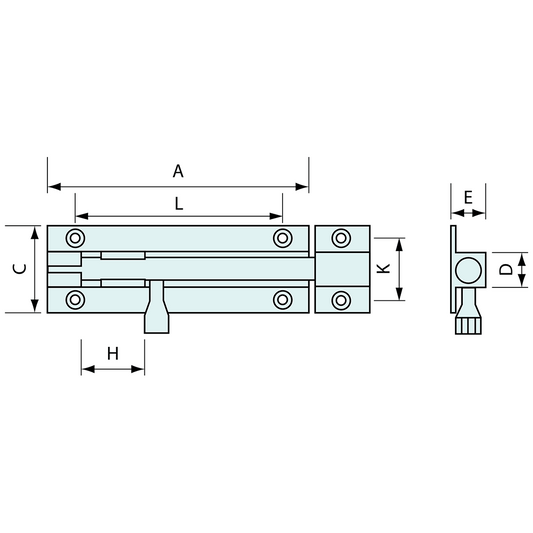 Barrel Bolt Chrome 150mm 10mm Pin