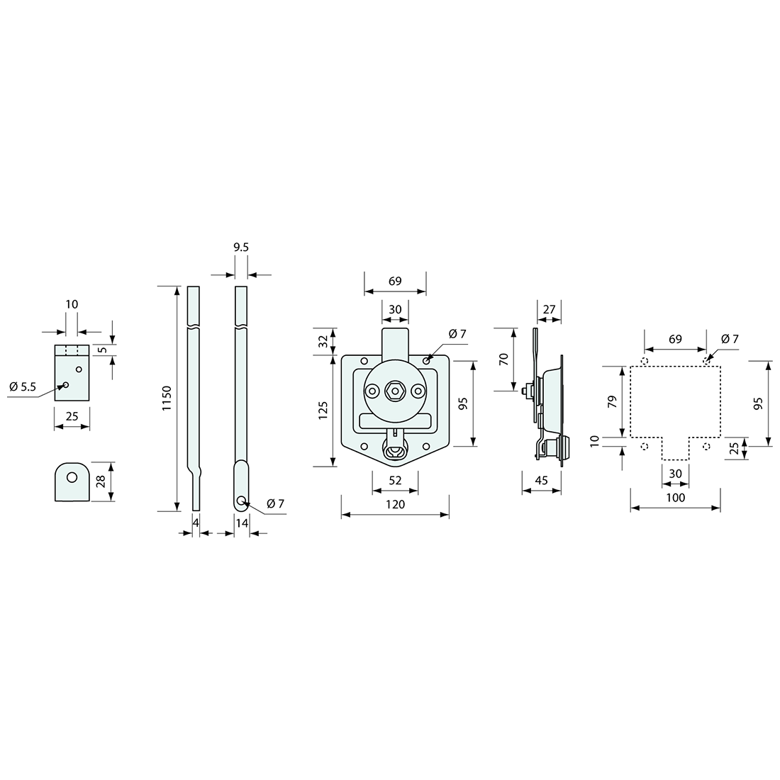 Drop T Latch Three Way Kit Non Locking Stainless Steel – Co-Mac