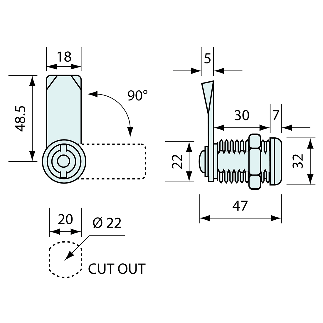Cam Lock 5mm Pin Chrome Heavy Duty 30mm
