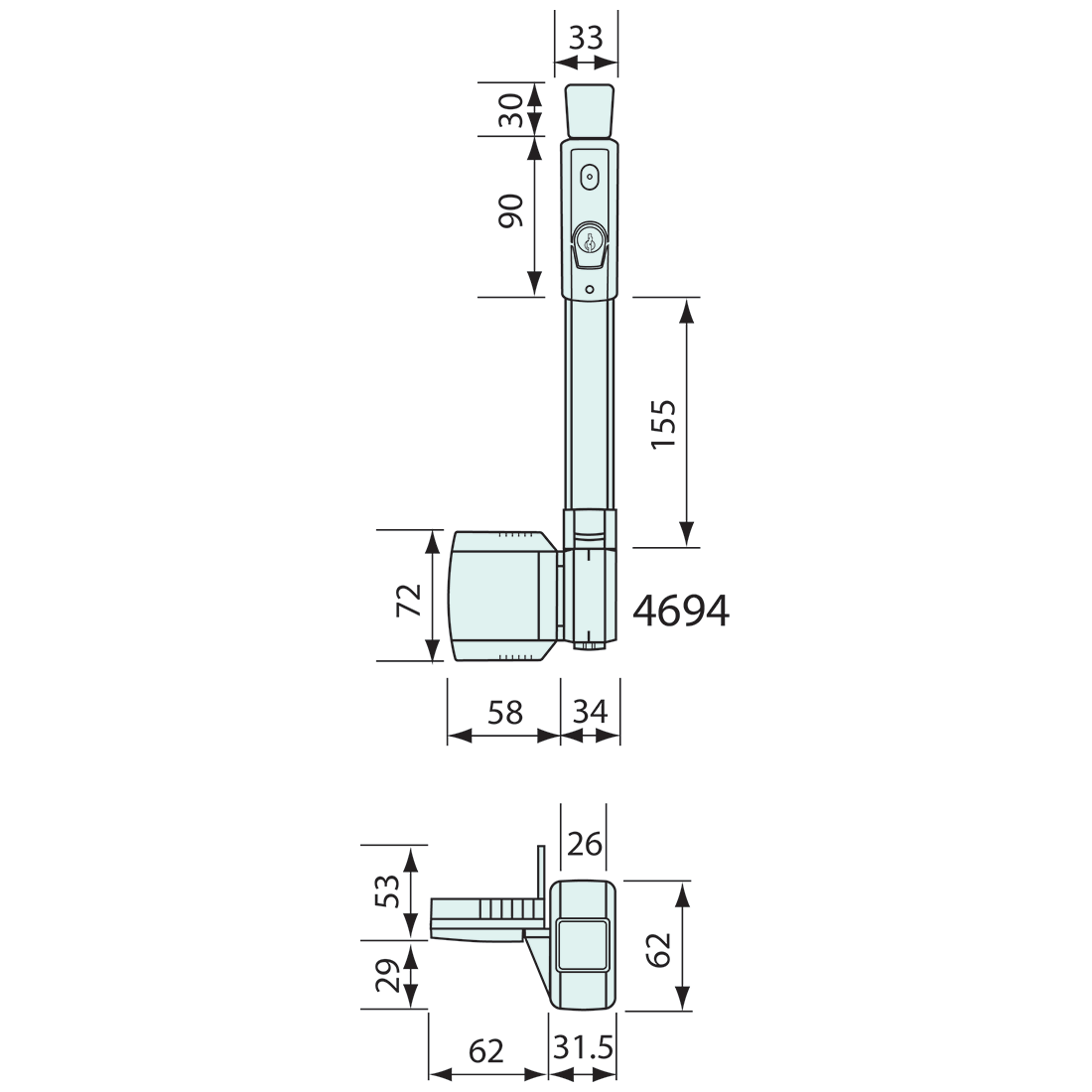 Pool Latch Black 310mm
