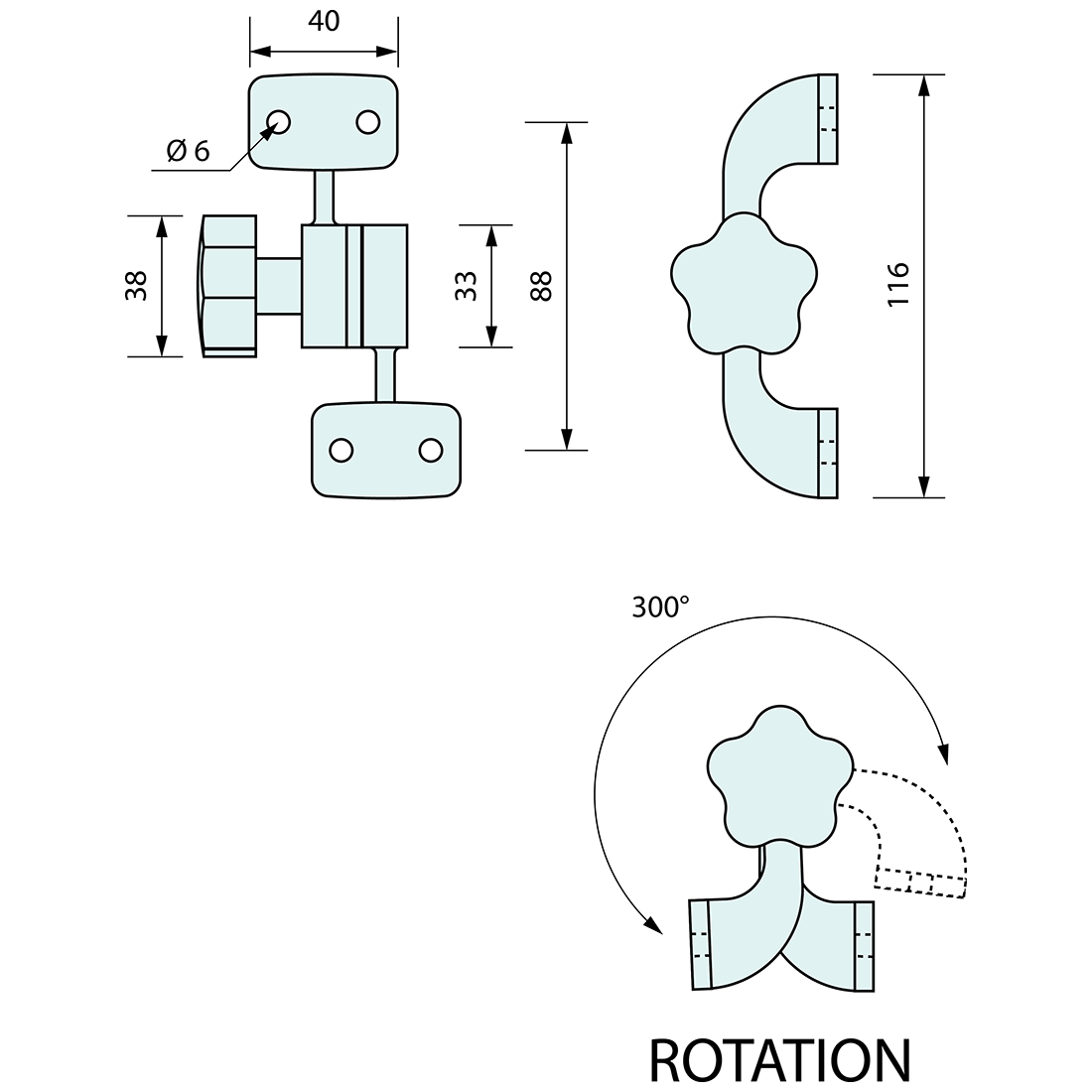 Locking Swing Arm 85mm LH