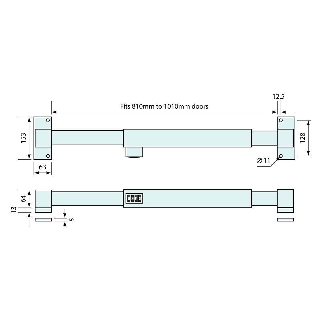 Job Site Office Door Combination Lock Steel To Fit 810 to 1010mm Doors
