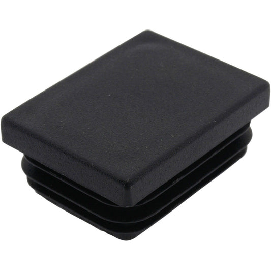 Rectangle Plug Ribbed Black 40x30mm