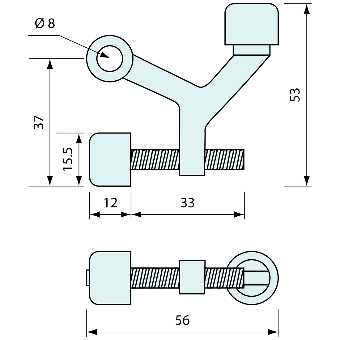Hinge Door Stop Nickel Plated 53mm