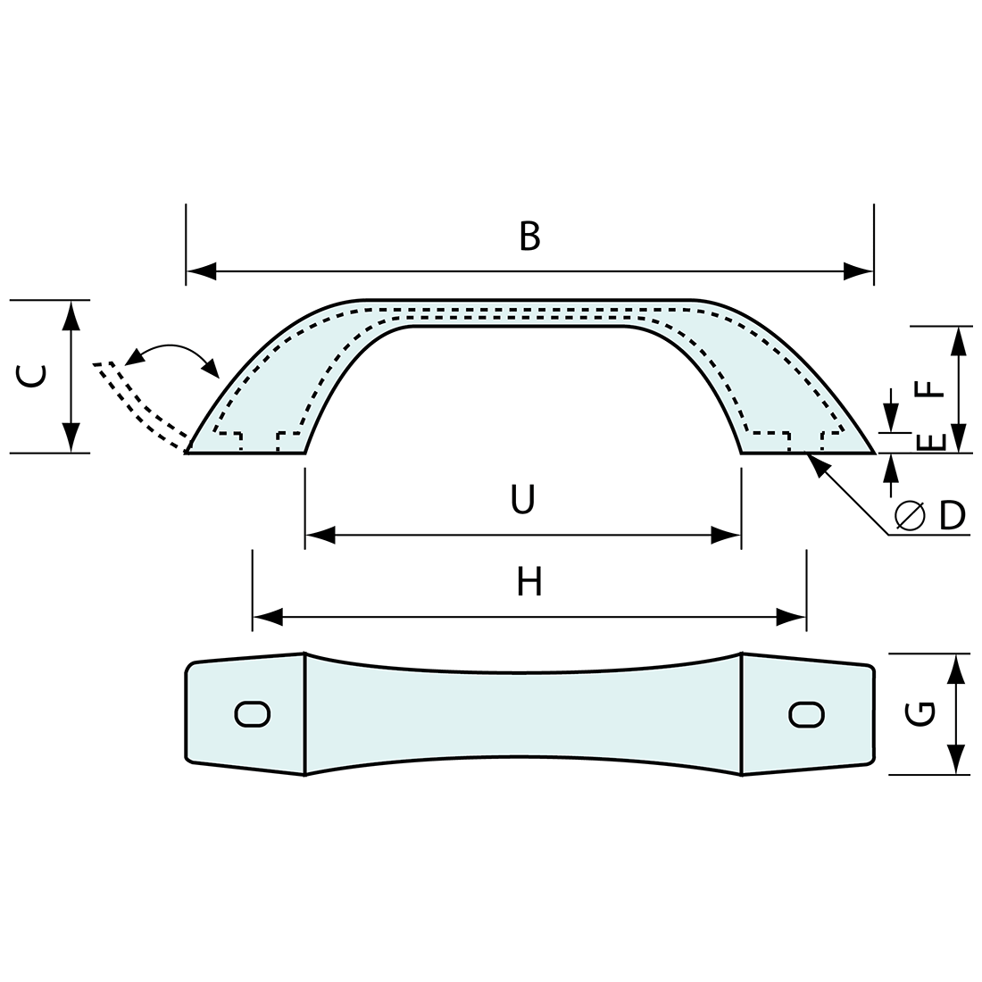 Concealed Fixing Moulded Grab Handle White 173mm