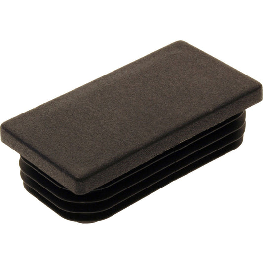 Rectangle Plug Ribbed Black 65x35mm