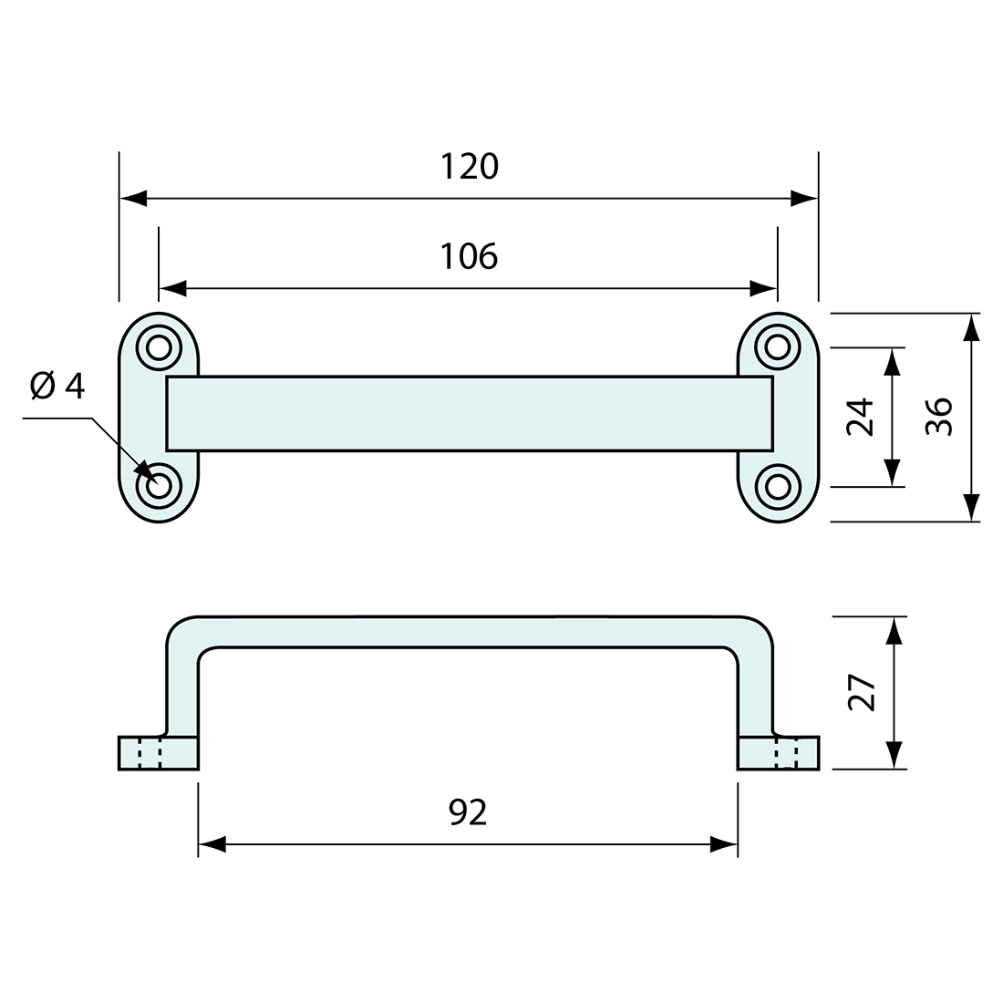 Grab Handle Stainless Steel 120mm