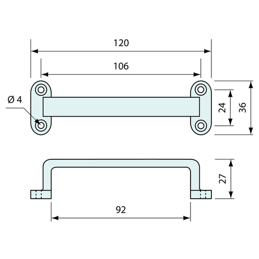 Grab Handle Stainless Steel 120mm