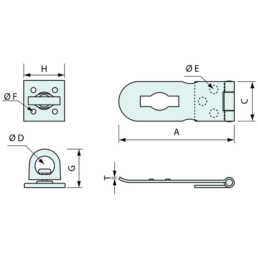 Hasp and Twist Lock Staple Stainless Steel 100mm