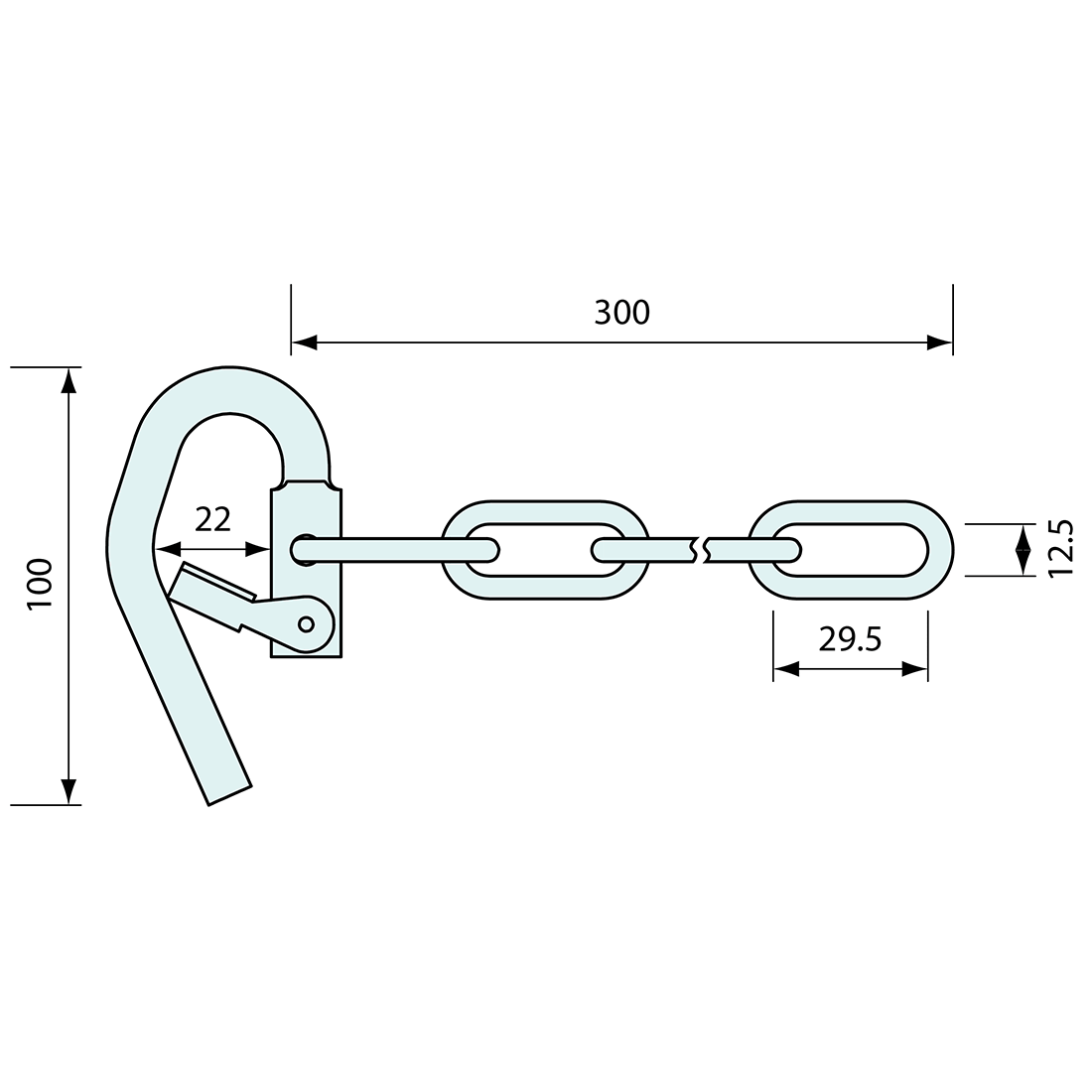 Snap Hook and Chain Zinc 300mm