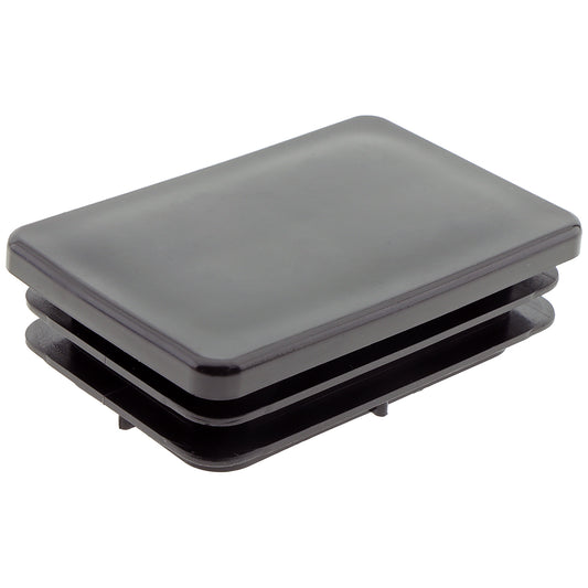 Rectangle Plug Ribbed Black 73mm x 45mm