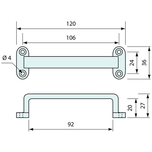Grab Handle Stainless Steel 120mm