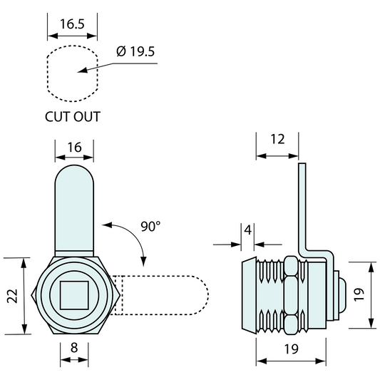 8mm Recess Plug Cam Lock