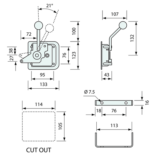 Paddle Latch and Safety Release Left Handed Zinc 133mm