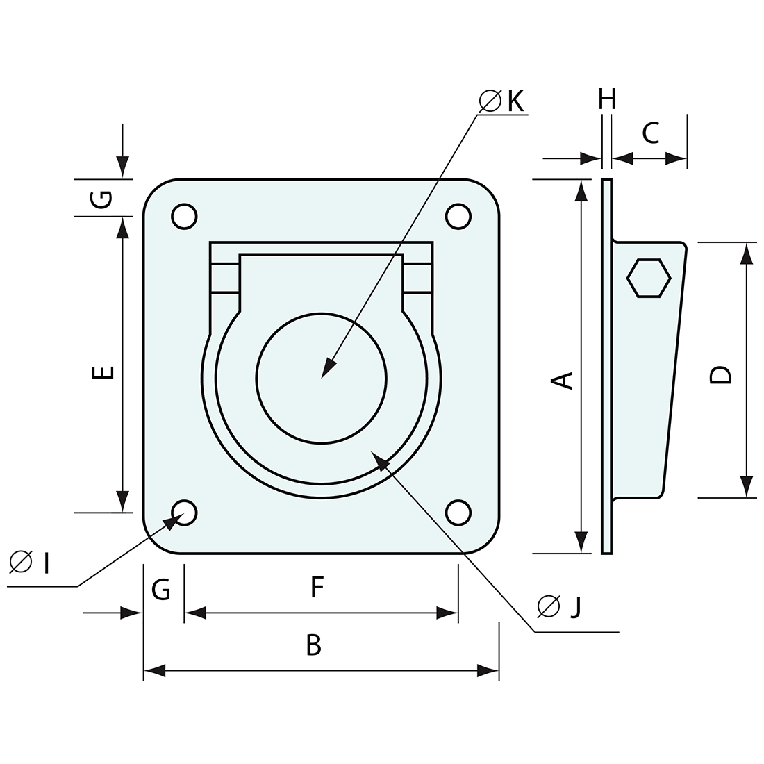 Rope Ring Recessed Zinc Plated 124mm