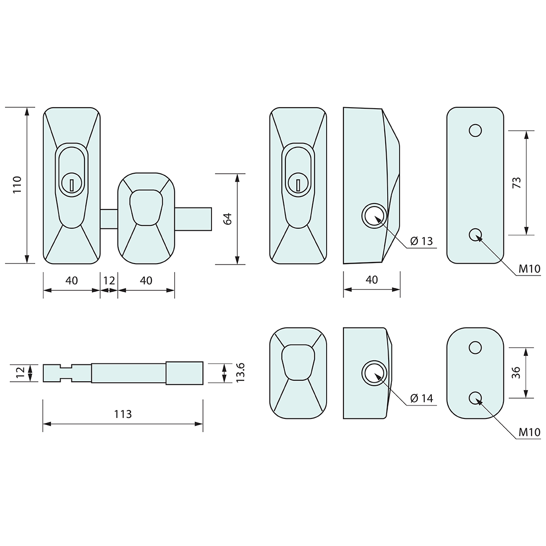 Heavy Duty Pin Bolt Lock and Strike 94mm