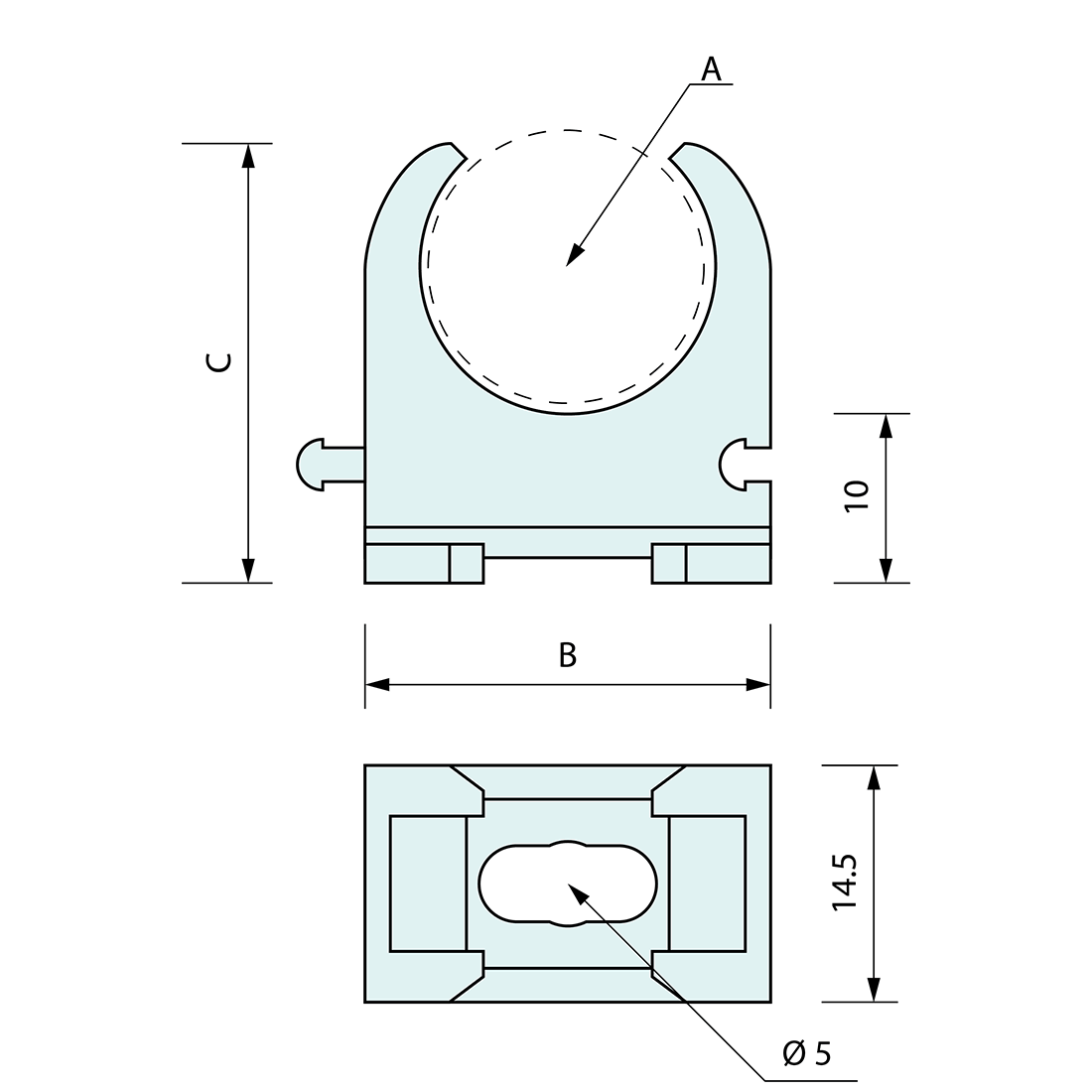 Screw Mount U Clamp Grey 32mm