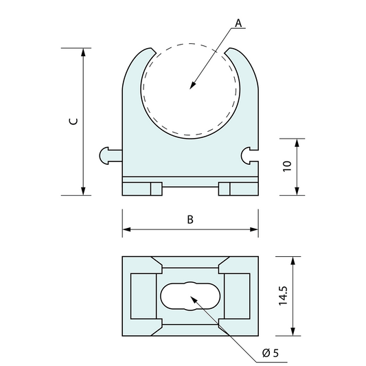 Screw Mount U Clamp Grey 18mm