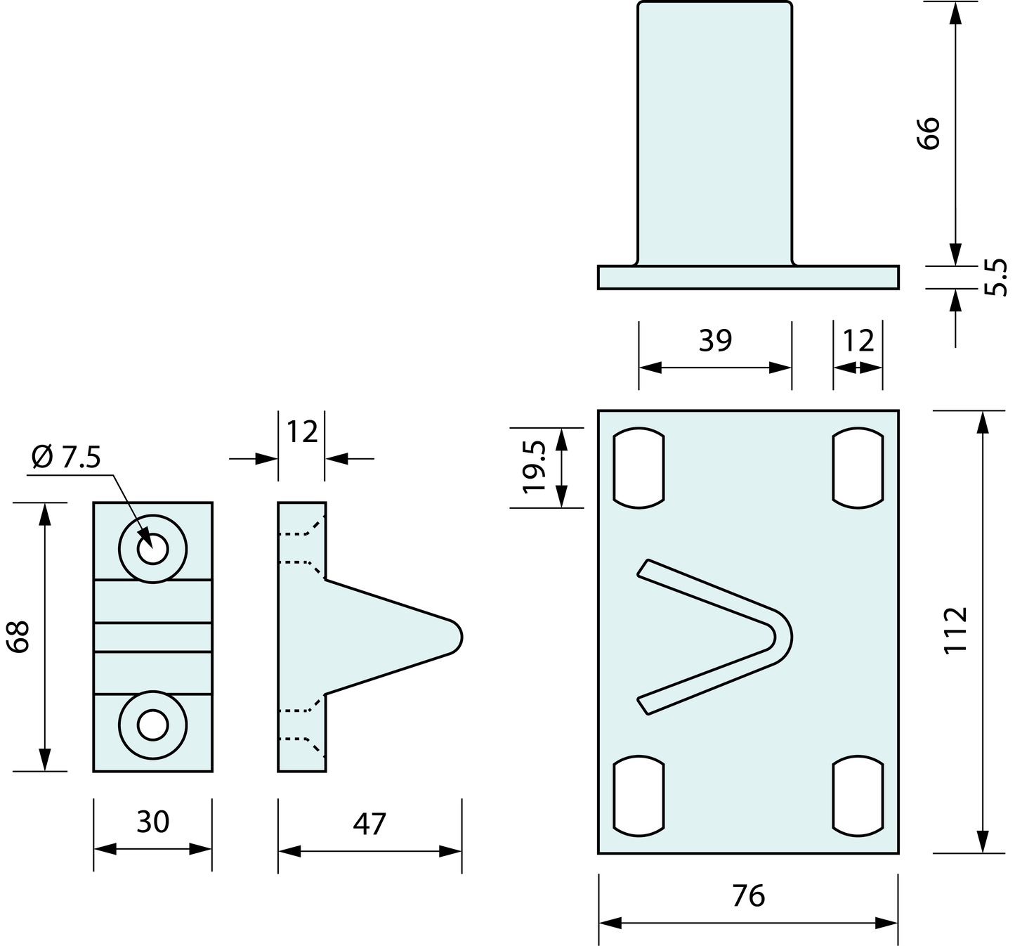 Heavy Duty Alignment Plate & Locator Grey 76mm x 112mm
